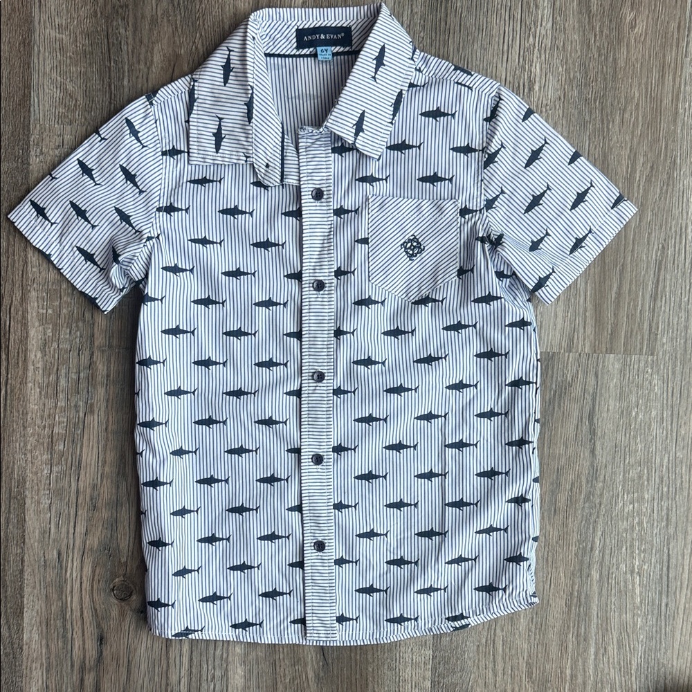 Andy & Evan Blue Striped Button Down Shirt